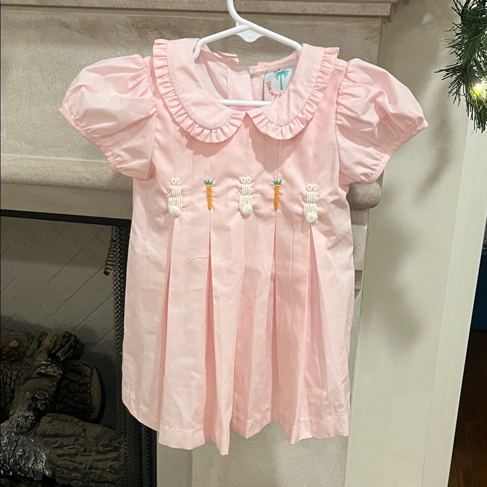 Pink Ruffled Kids Dress with Embroidered Details